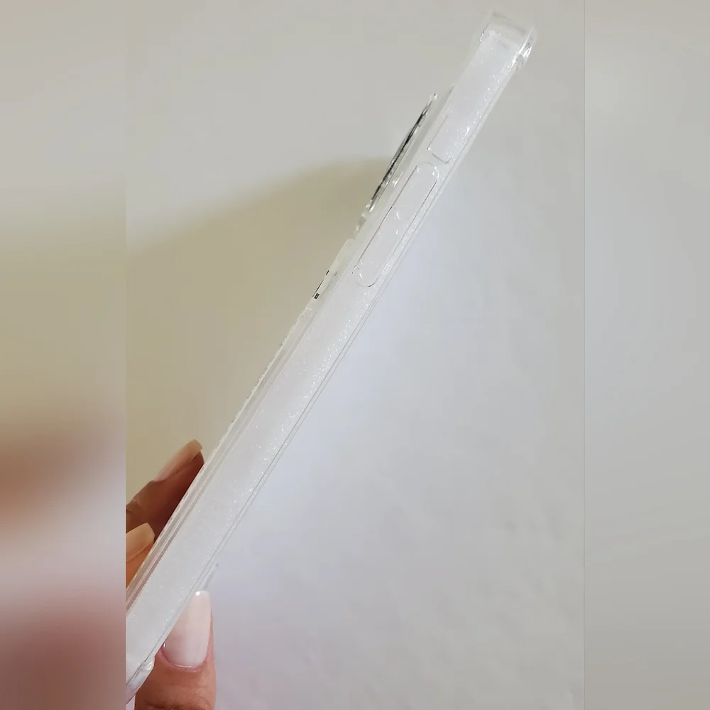 Letter Graphic Clear Card Slot Phone Case